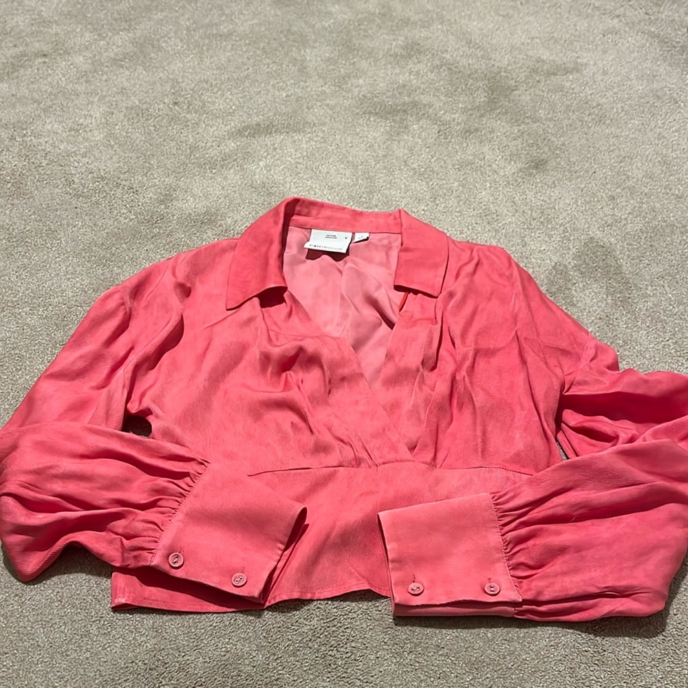 C/Meo Collective Pink V Neck Blouse Size Medium
